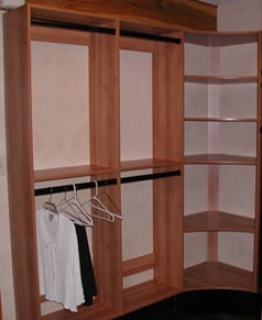 Laminate Closet with corner shelf and double hang