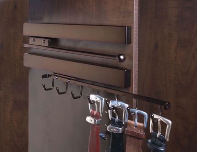 Belt Rack and Valet pullout accessories for Laminate Systems